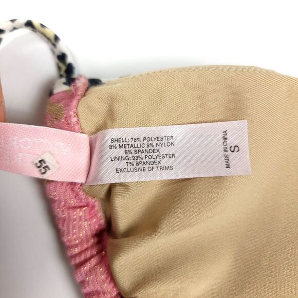 VICTORIAS SECRET Y2K 90s Bad Girl Bikini Top Retro Pink Gold Cheetah Print Small - Picture 3 of 4